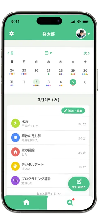 子どもの成長記録アプリ『nobii -ノビー-』トップ画面イメージ