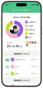 子どもの成長記録アプリ『nobii -ノビー-』レポート画面イメージ